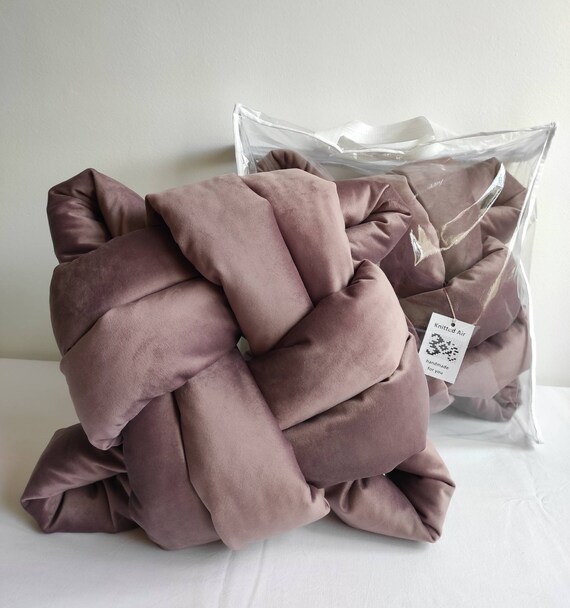 Mauve Pink Throw Pillow Flat Knot Pillow Knot Cushion Velvet Etsy