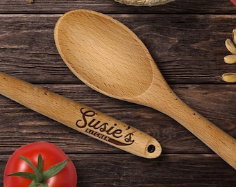 Engraved Beech Wood Spoon, Personalized Mom Gift