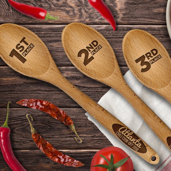 Chili, Chili Cook Off, Chili Cook-Off, Prize, Contest, Personalized spoon, Wooden Spoon, Favor, Event Prize, Engraved Spoon Set Custom -S113