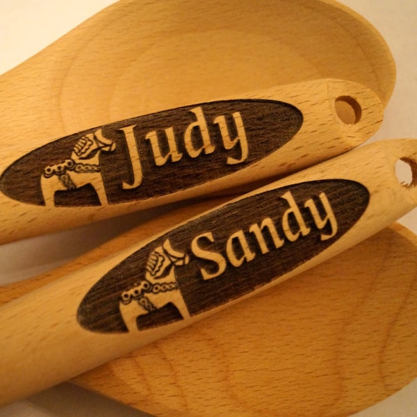 Swedish Dala Horse, Dala Horse, Swedish Horse, Personalized Wooden Spoon, Custom Wooden Spoon, Scandinavian Gift, Swedish Gift, God Jul S108