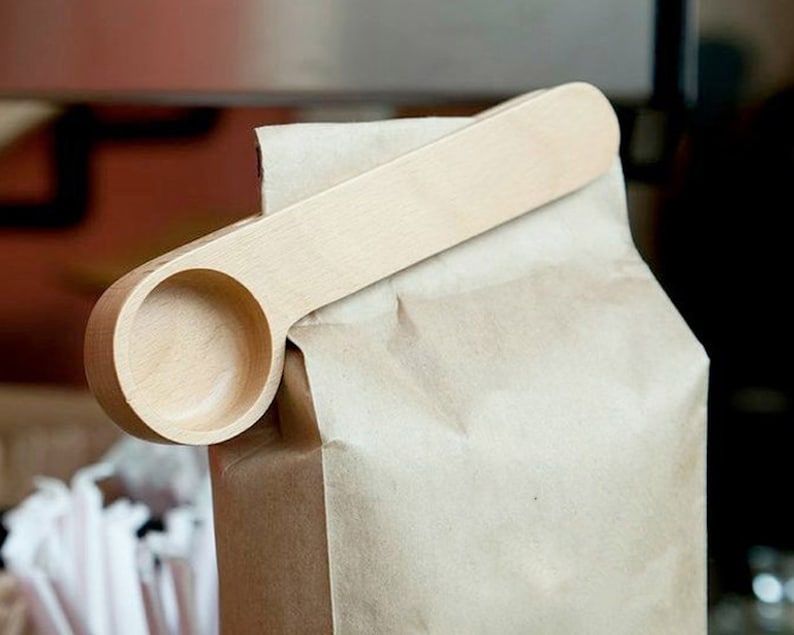 Personalized Coffee Scoop Bag Clip Coffee Spoon Wooden Etsy