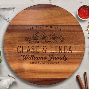 Custom Lazy Susan, Personalized Cutting Board, Engraved Cutting Board, Custom Cutting Board, Wedding Gift, Anniversary Gift, Christmas Gift
