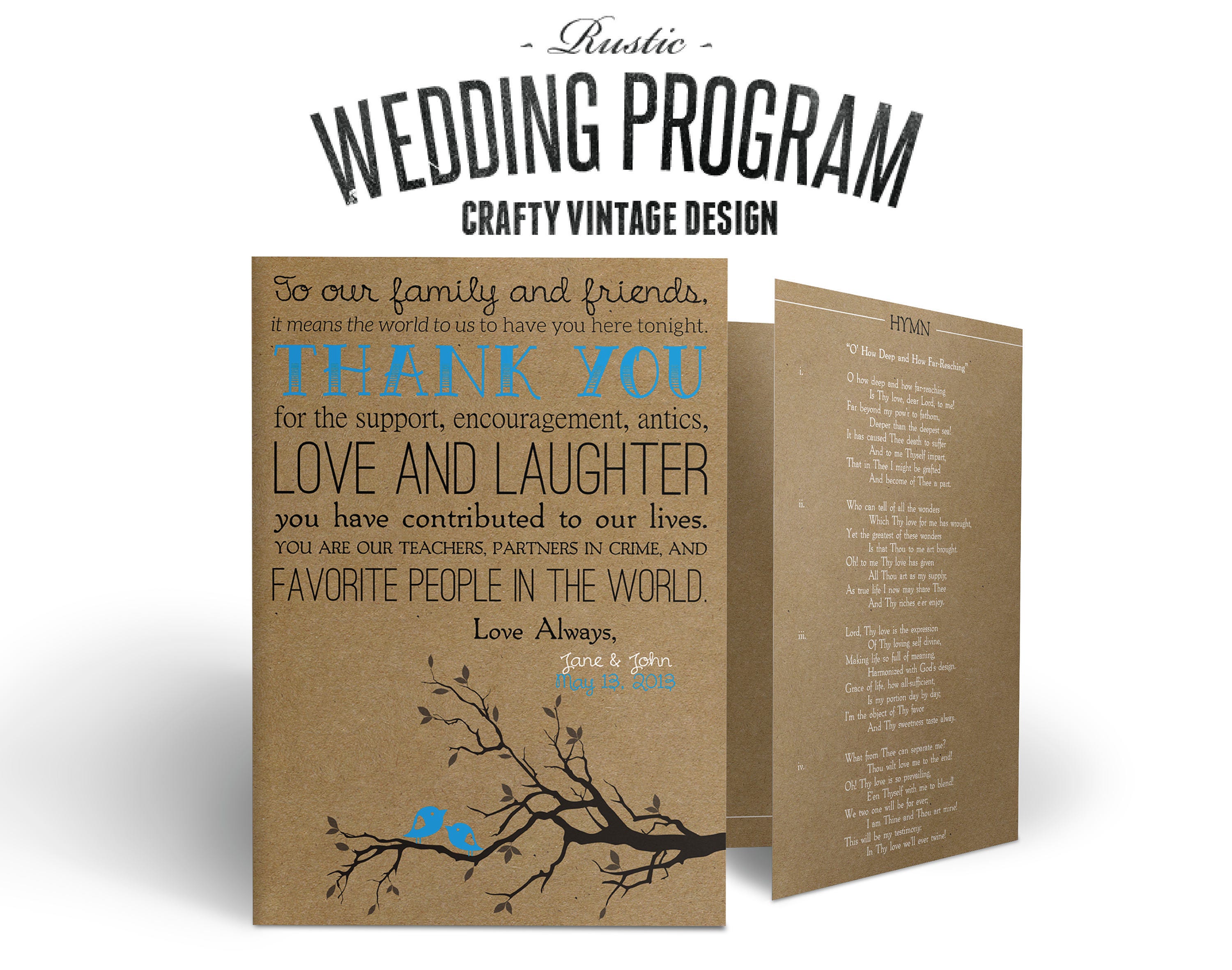rustic wedding program crafty vintage bi fold we make it you