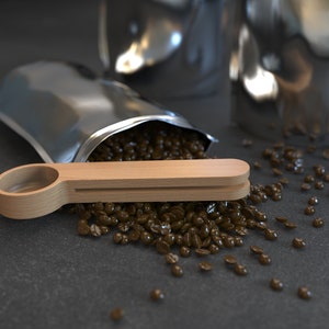 Personalized Beech Wood Coffee Scoop, Bag Clip, Engraved Design image 5
