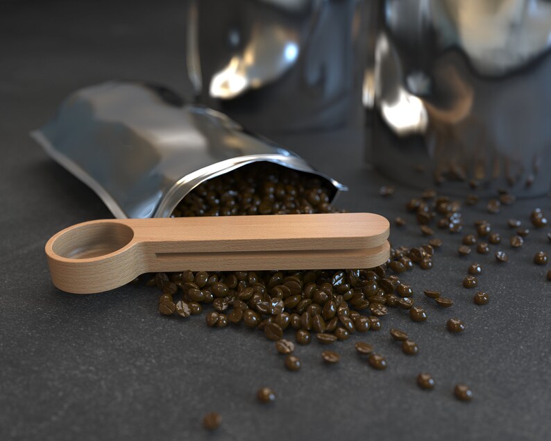 Personalized Coffee Scoop Bag Clip Coffee Spoon Wooden Etsy