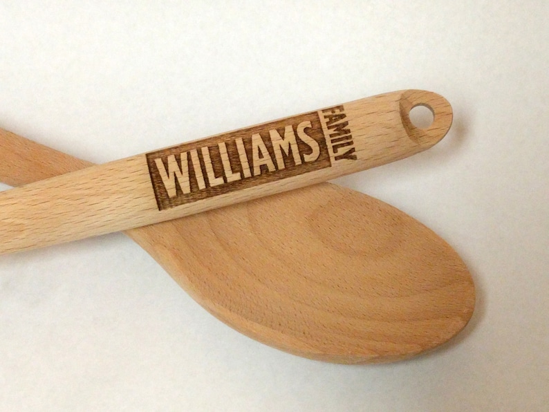 Wooden Spoon, Family Gift, Engraved Wooden Spoon, Personalized Spoon, Wooden Spoon, Gift for Her, Baking Gift, Cooking Gift, Engraved Spoon image 5