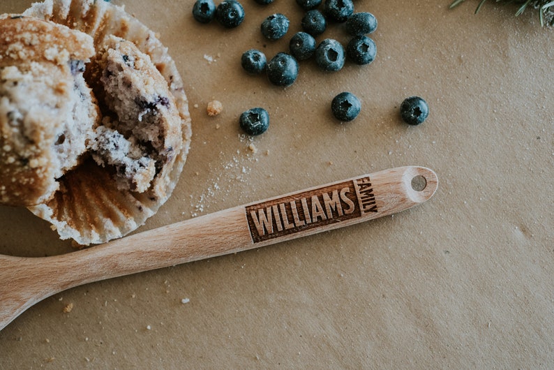 Wooden Spoon, Family Gift, Engraved Wooden Spoon, Personalized Spoon, Wooden Spoon, Gift for Her, Baking Gift, Cooking Gift, Engraved Spoon image 1