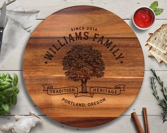 Personalized Acacia Wood Lazy Susan, Engraved Serving Board