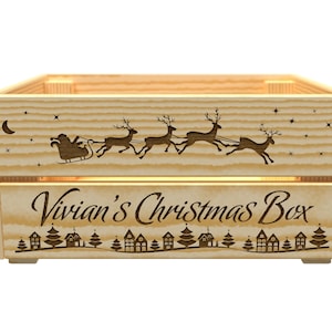 Personalized Christmas Eve Box, Laser Etched Wooden Crate