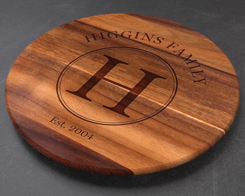 Personalized Acacia Wood Lazy Susan, Engraved Monogram, Mother's Day ...