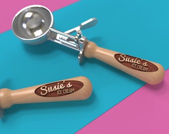 Personalized Vintage Ice Cream Scoop, Beechwood Handle