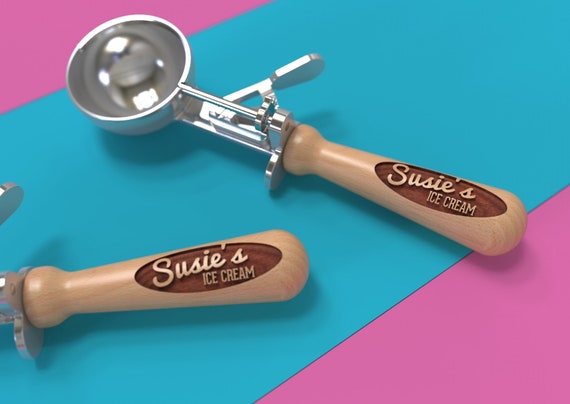 Personalized Vintage Ice Cream Scoop, Beechwood Handle