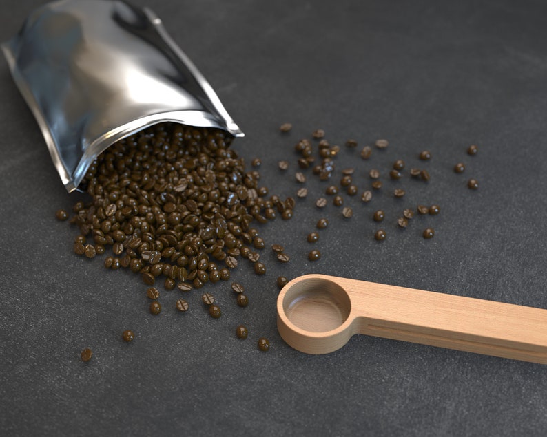 Personalized Coffee Scoop Bag Clip Coffee Spoon Wooden Etsy