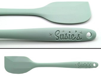 Personalized Mint Green Silicone Spatula, Embossed Baking Gift