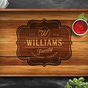Personalized Teak Serving Tray, Engraved Wood Tray with Handles