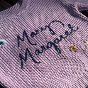 Custom Hand Embroidered Knit Sweater - Kids, Toddlers | Personalized Sweater | Baby Shower Gift | Baby Announcement