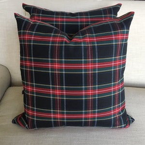 Black Tartan Pillow Cover Christmas Pillow, Christmas Plaid, Stewart Plaid, Black Plaid Pillow, Black Tartan, Holiday Pillow, Black Plaid image 4