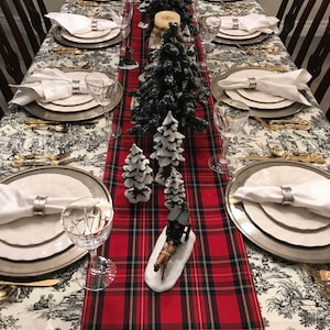Red Tartan Plaid Table Runner | Christmas Table Runner, Christmas Plaid, Royal Stewart Plaid, Holiday Table Linens, Red Table Runner