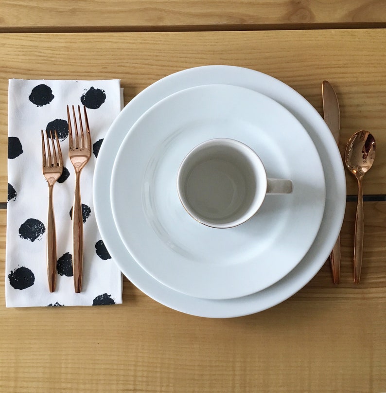 Polka Dot Napkins Set of 4, Black and White Napkins, Spotted Napkins, Pom Pom Napkins, Dot Napkins, Table Linens image 5