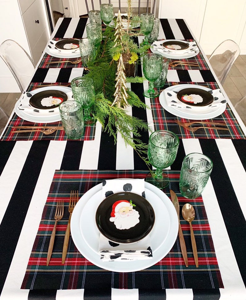 Black Tartan Placemats Christmas Placemats Christmas Plaid Etsy