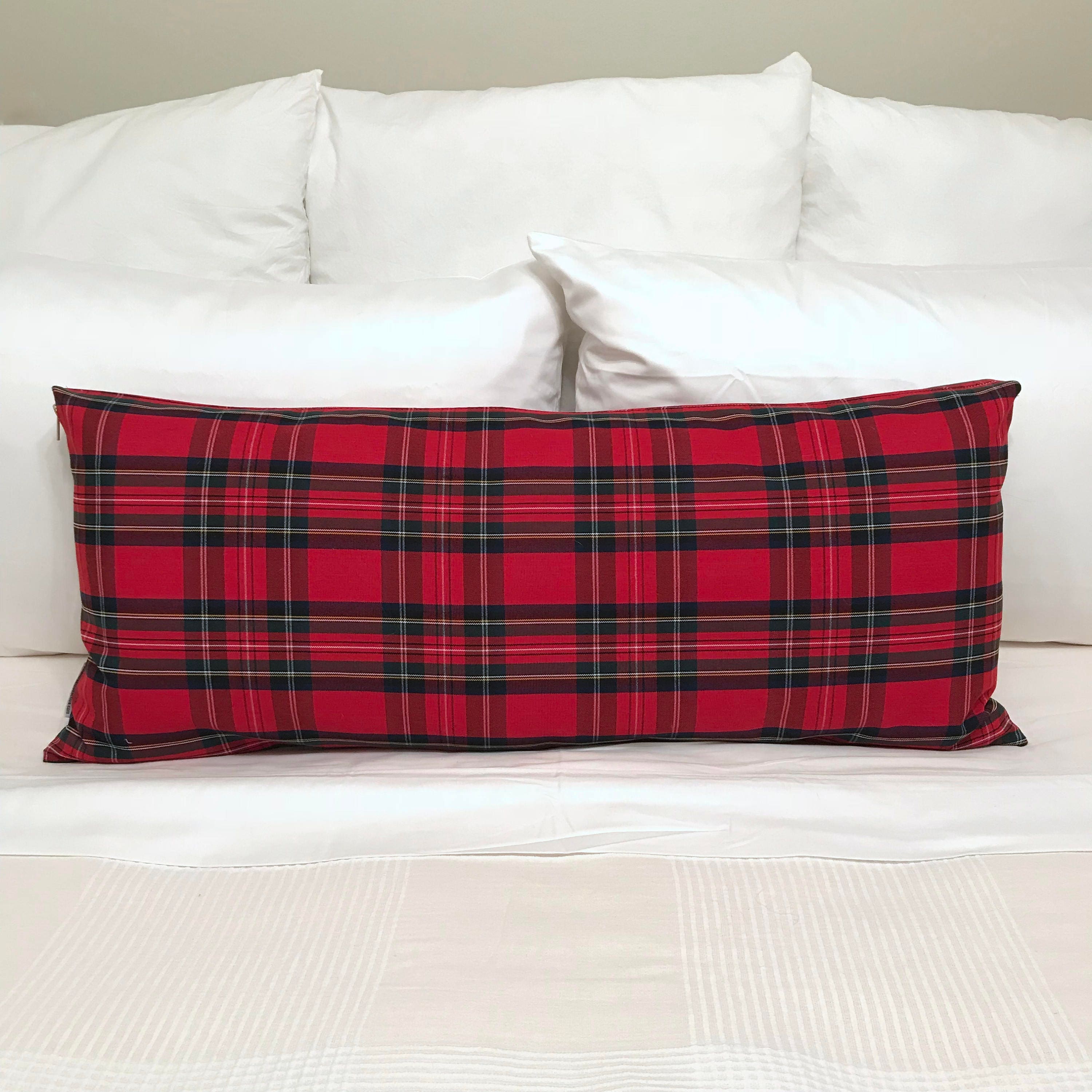 Oversized Red Plaid Lumbar Pillow Cover Christmas Lumbar Pillow