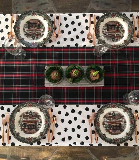 Black Tartan Table Runner | Black Table Runner, Stewart Black Tartan, Holiday Table Runner, Wedding, Extra Long Table Runner, Custom Sizes