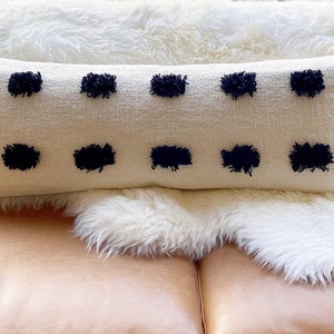 Oversized Pom Pom Lumbar Pillow Cover Textured Lumbar Pillow, Skinny Pillow, Extra Long Lumbar image 5