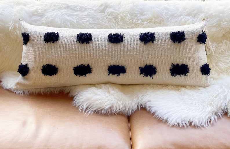 Oversized Pom Pom Lumbar Pillow Cover Textured Lumbar Pillow, Skinny Pillow, Extra Long Lumbar image 5