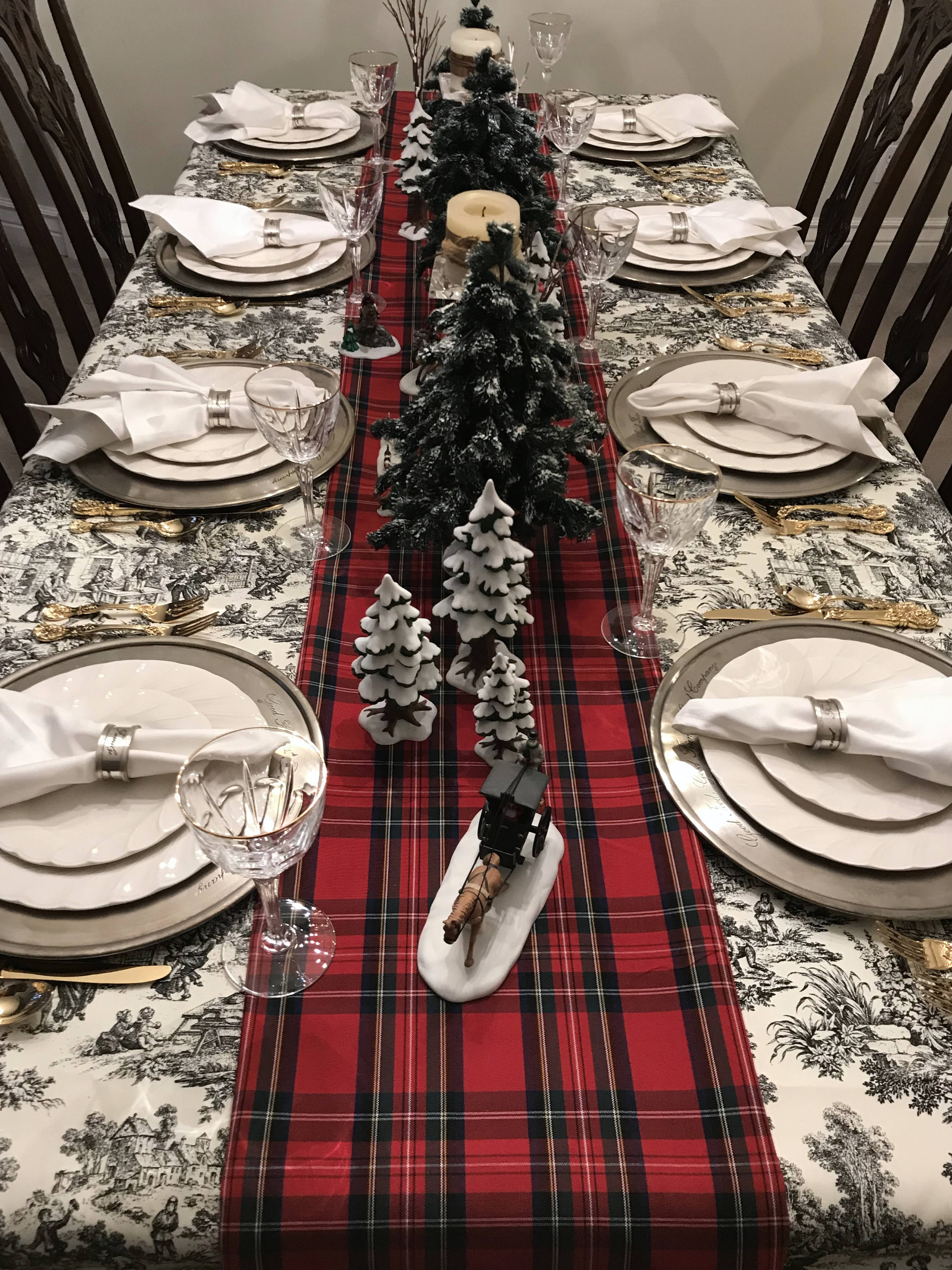 Black and White Toile Tablecloth, French Toile Tablecloth, Thanksgiving Tablecloth, Christmas ...