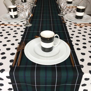 Green Tartan Plaid Table Runner | Christmas Table Runner, Holiday Table Linens, Winter, Black Watch Tartan, Blackwater Plaid, Burns Supper