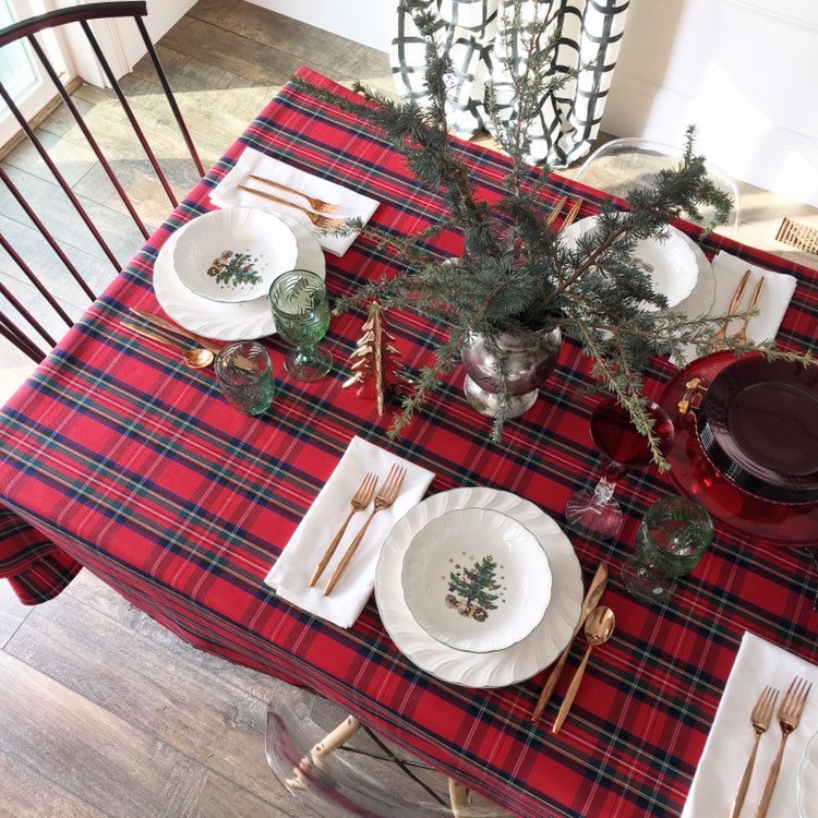 Red Tartan Plaid Tablecloth  Red Christmas Tablecloth, Christmas Plaid,  Thanksgiving, Royal Stewart Plaid, Holiday Linens, Scottish Burns