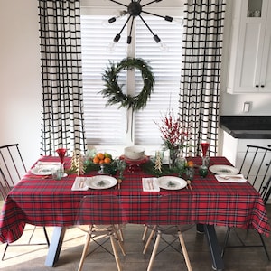 Red Tartan Tablecloth | Tartan Table Cloth, Royal Stewart Tartan, Christmas Tablecloth, Holiday, Extra Long Tablecloth, Custom Sizes