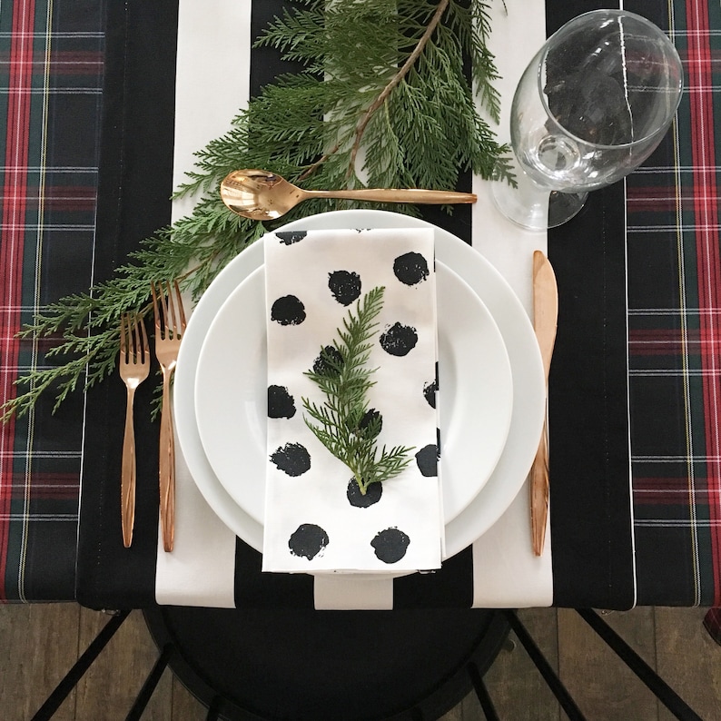 Black Tartan Plaid Tablecloth Christmas Tablecloth Etsy