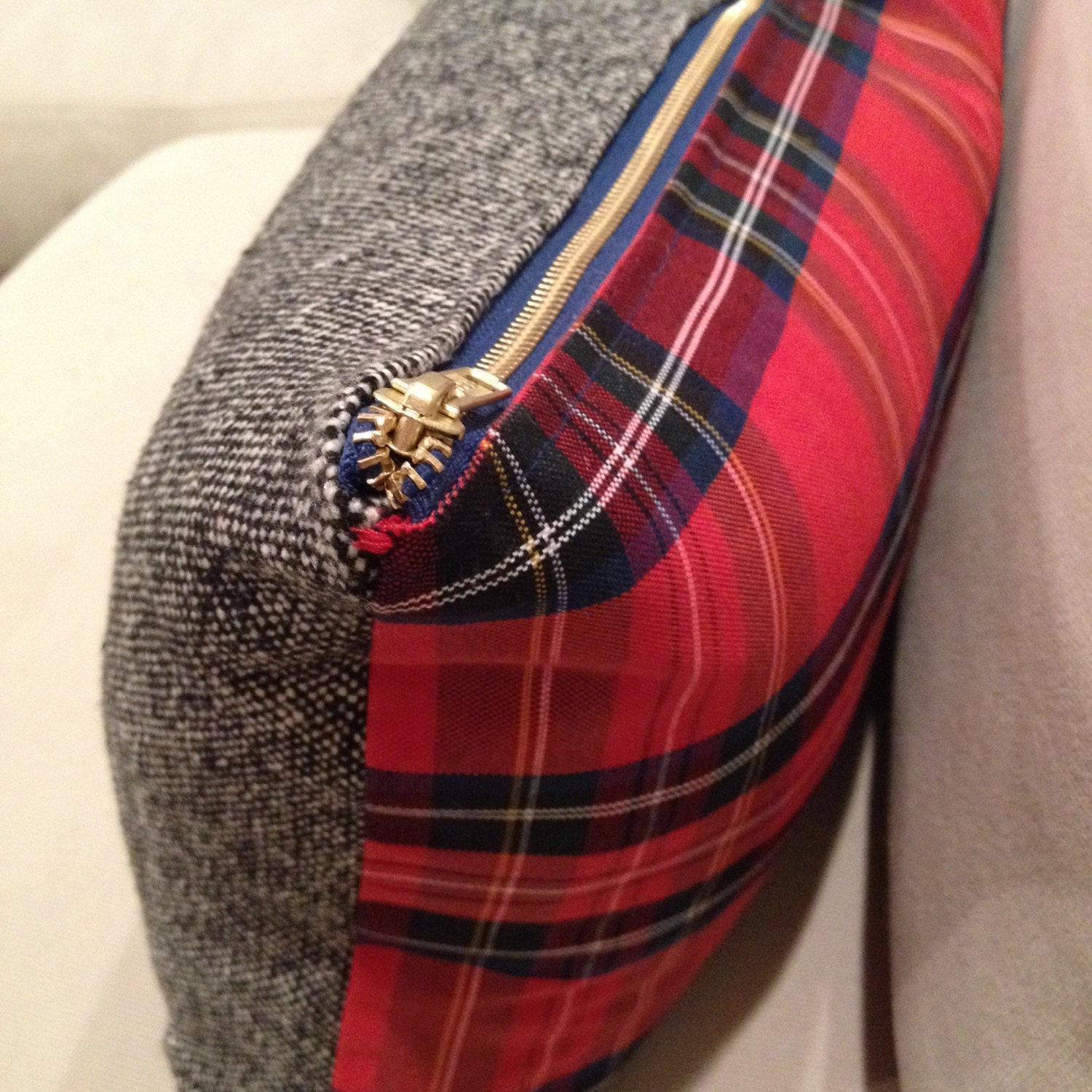 Red Plaid Lumbar Pillow Cover, Christmas Plaid Pillow Cover, Stewart