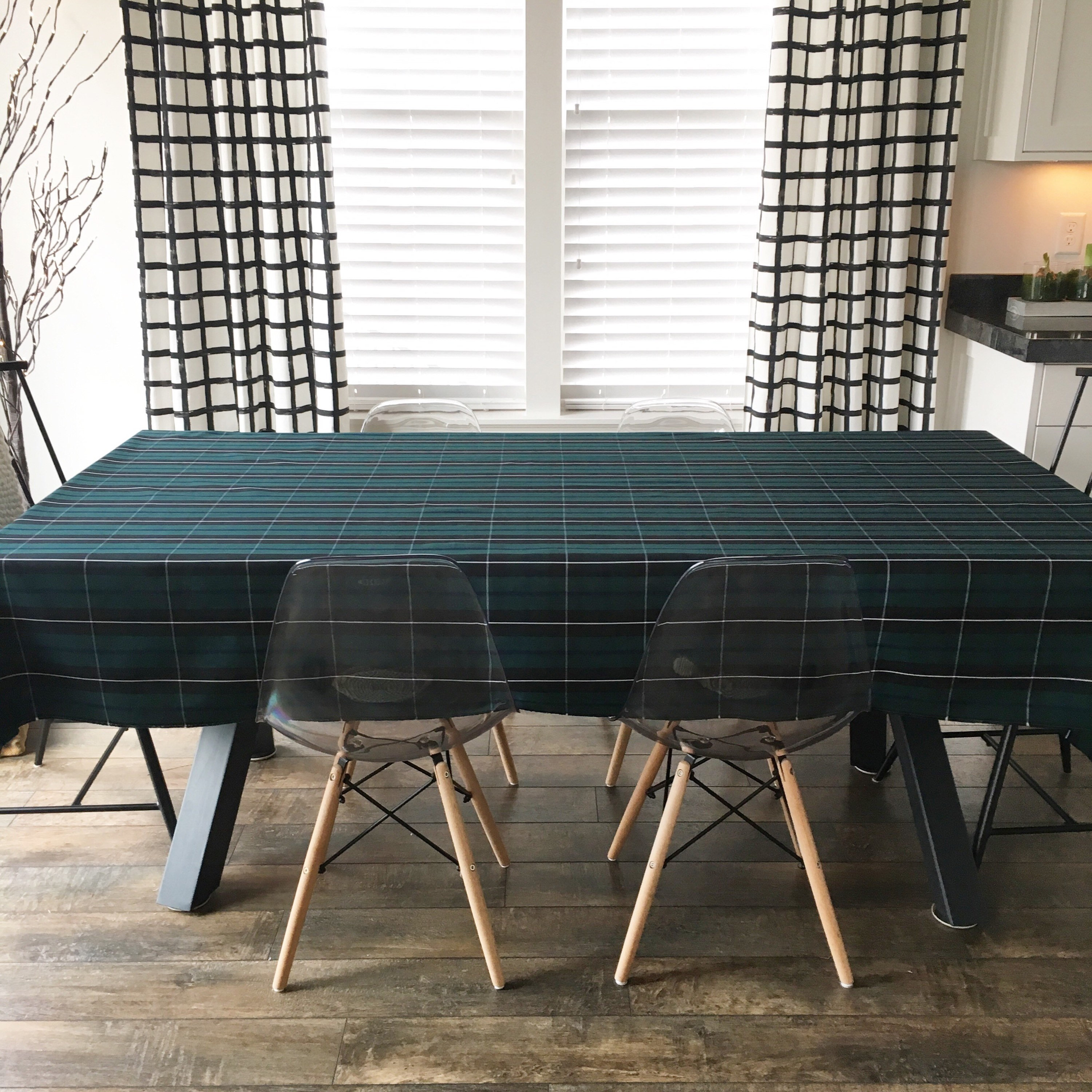 Green Tartan Plaid Tablecloth Christmas Tablecloth, Holiday Table