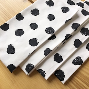 Polka Dot Napkins Set of 4, Black and White Napkins, Spotted Napkins, Pom Pom Napkins, Dot Napkins, Table Linens image 3