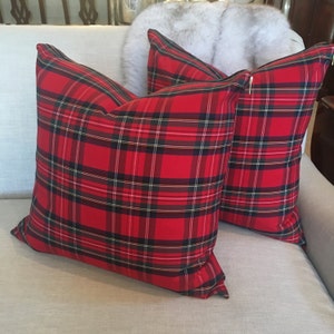 Red Tartan Pillow Cover | Scottish Plaid, Throw Pillow, Royal Stewart Plaid, Red Plaid Pillow, Red Tartan, Check Pillow