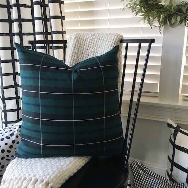 Green Plaid Pillow Etsy