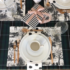 Polka Dot Napkins Set of 4, Black and White Napkins, Spotted Napkins, Pom Pom Napkins, Dot Napkins, Table Linens image 7