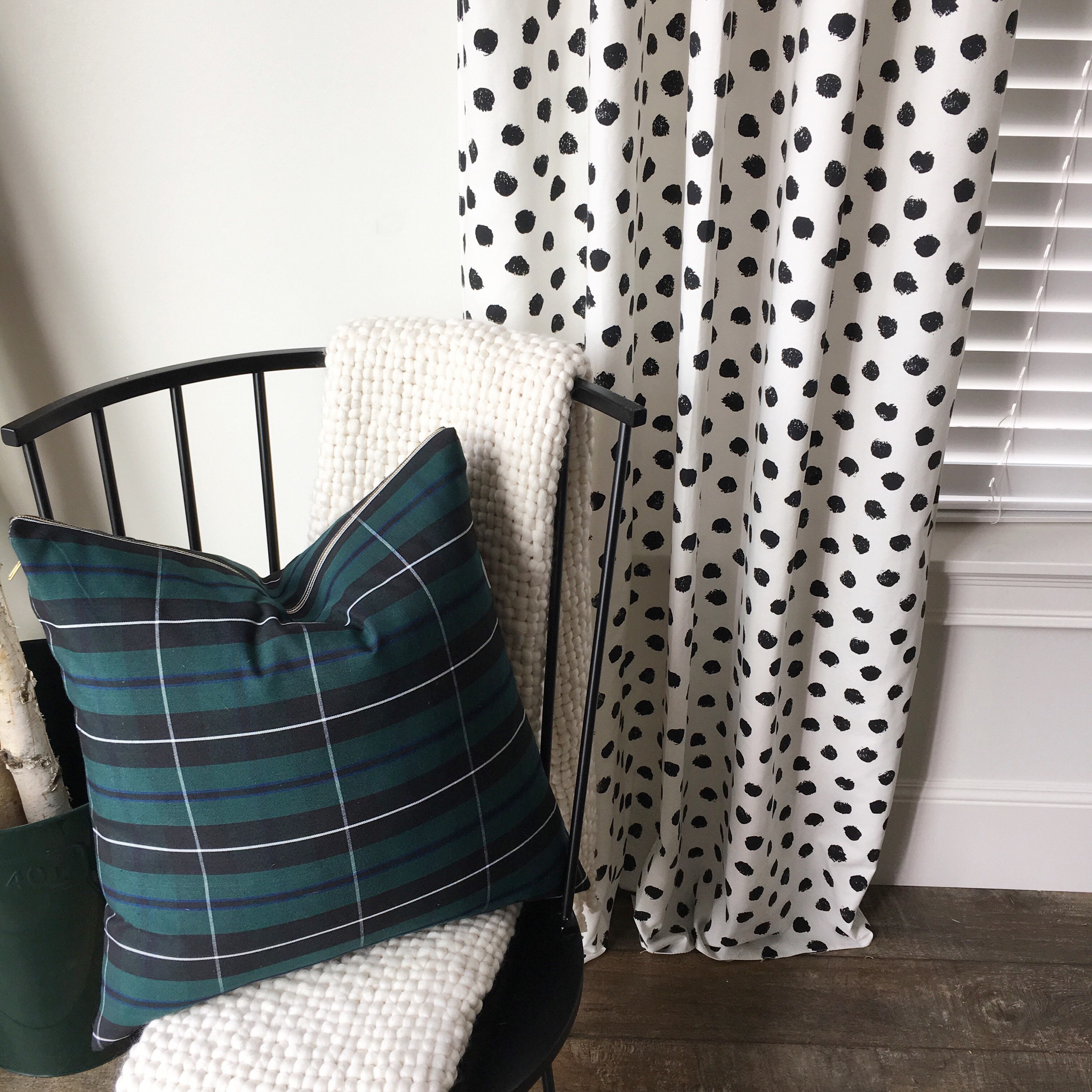 Polka Dot Drapes Black and White Drapes Spotted Drapes Pom Etsy