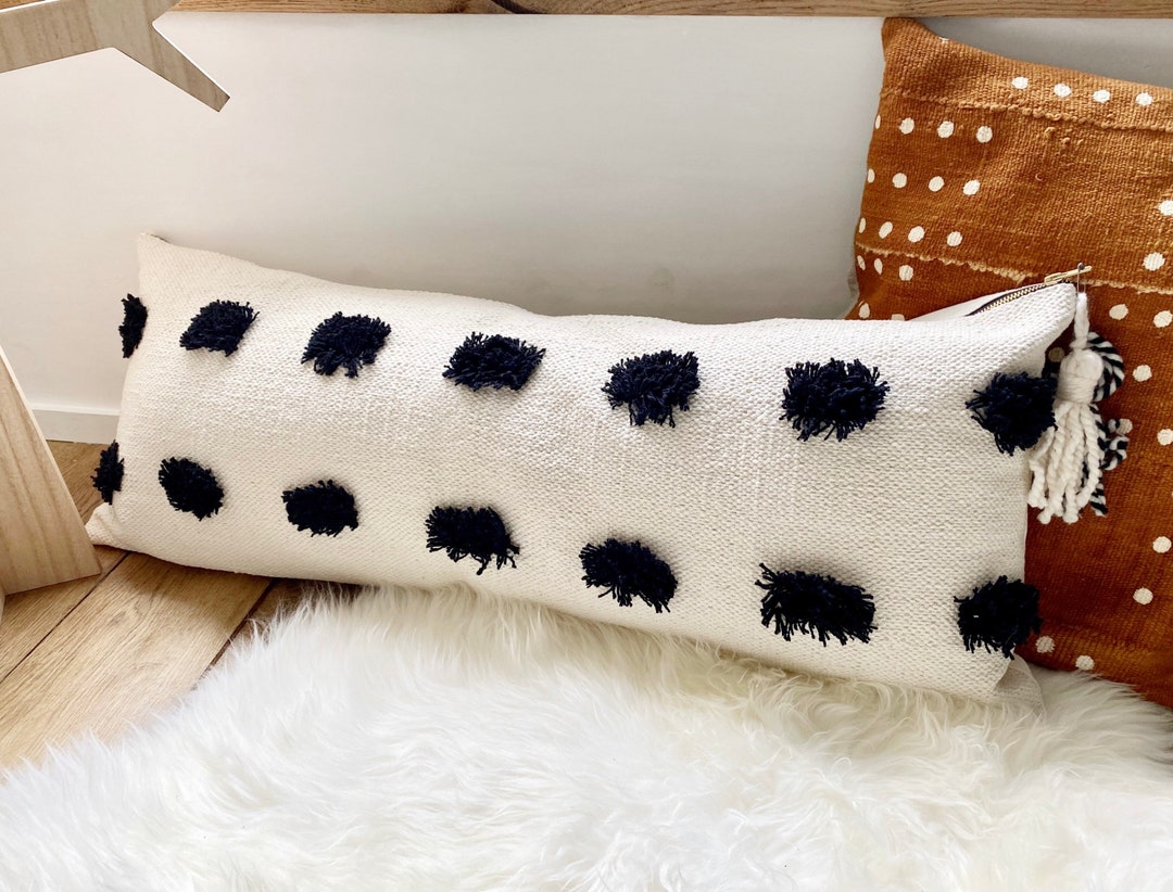 Oversized Pom Pom Lumbar Pillow Cover Textured Lumbar Pillow, Skinny