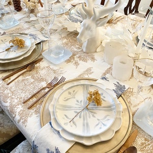 Italiaans gewassen katoenen lichtbruin toile-tafelkleed | Coastal Grandma Thanksgiving, Kerstmis, Frans, rond, vierkant, extra lang, extra breed