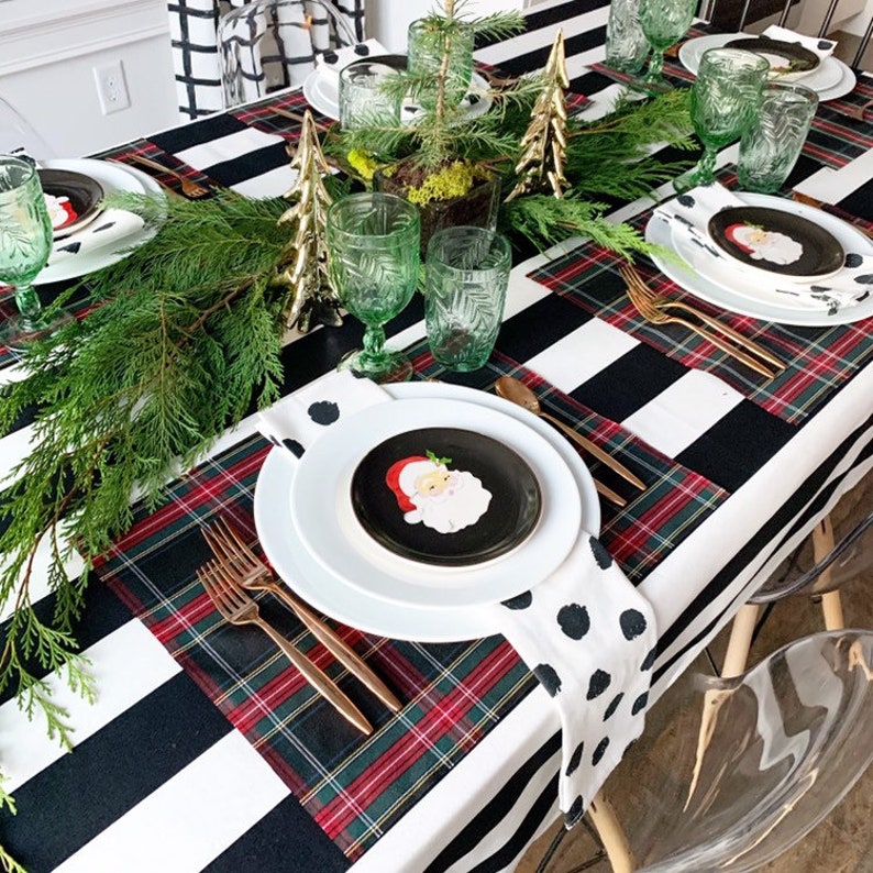 Black Tartan Placemats Christmas Placemats Christmas Plaid Etsy