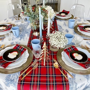 Red Tartan Plaid Table Runner | Christmas Table Runner, Christmas Plaid, Royal Stewart Plaid, Holiday Table Linens, Red Table Runner