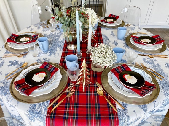 Red Tartan Plaid Table Runner | Christmas Table Runner, Christmas Plaid, Royal Stewart Plaid, Holiday Table Linens, Red Table Runner