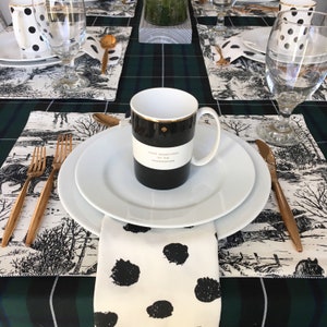 Polka Dot Napkins Set of 4, Black and White Napkins, Spotted Napkins, Pom Pom Napkins, Dot Napkins, Table Linens image 8