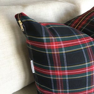 Black Tartan Pillow Cover Christmas Pillow, Christmas Plaid, Stewart Plaid, Black Plaid Pillow, Black Tartan, Holiday Pillow, Black Plaid image 3