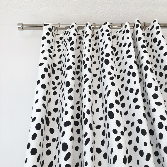 Dalmatian Drapes | Handmade Polka Dot Drapes, Black & White Window Treatment, Curtains, Curtain Panel, Window Covering, Extra-Long Sizes