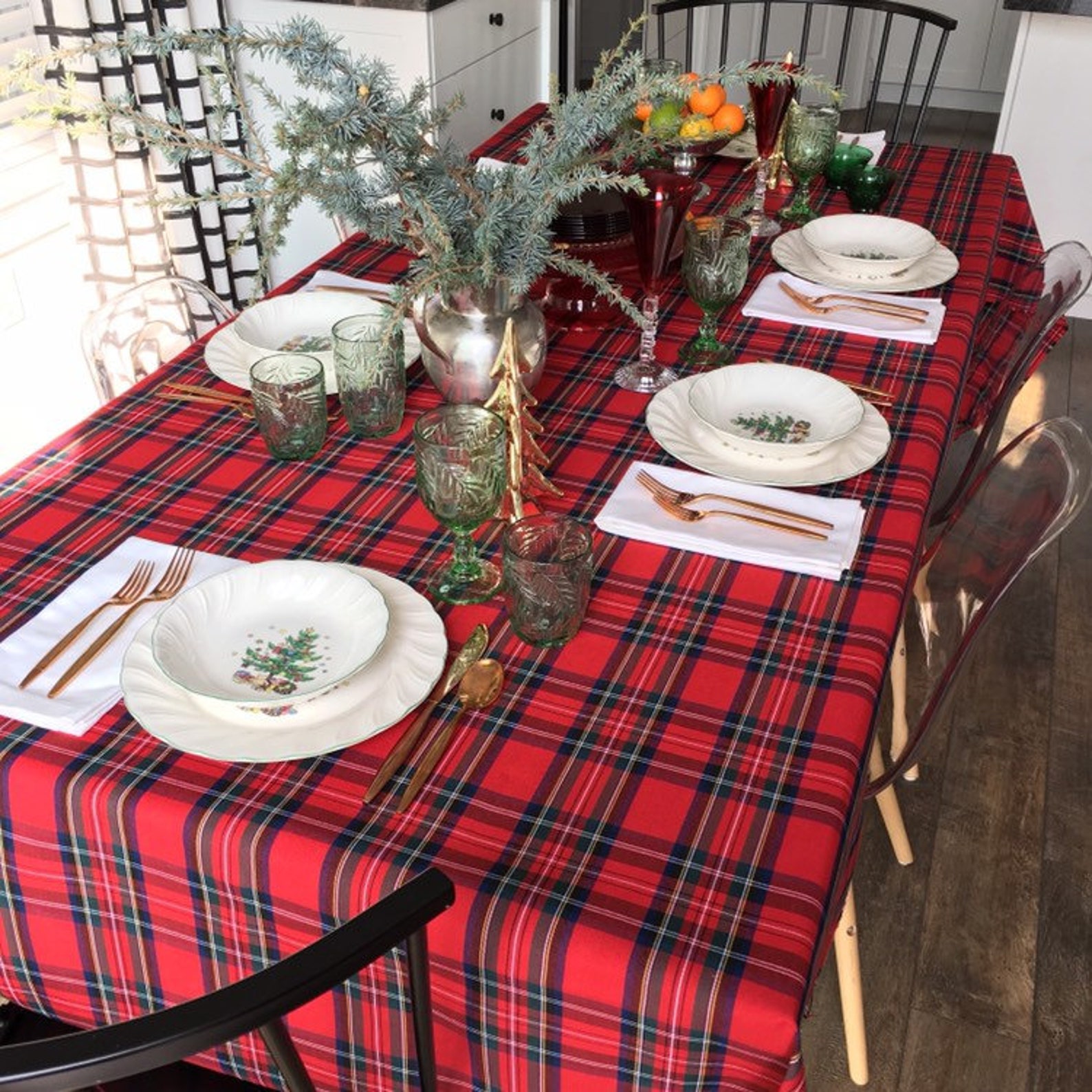 Nappe à carreaux Red Tartan Nappe de Noël Plaid de Noël  Etsy