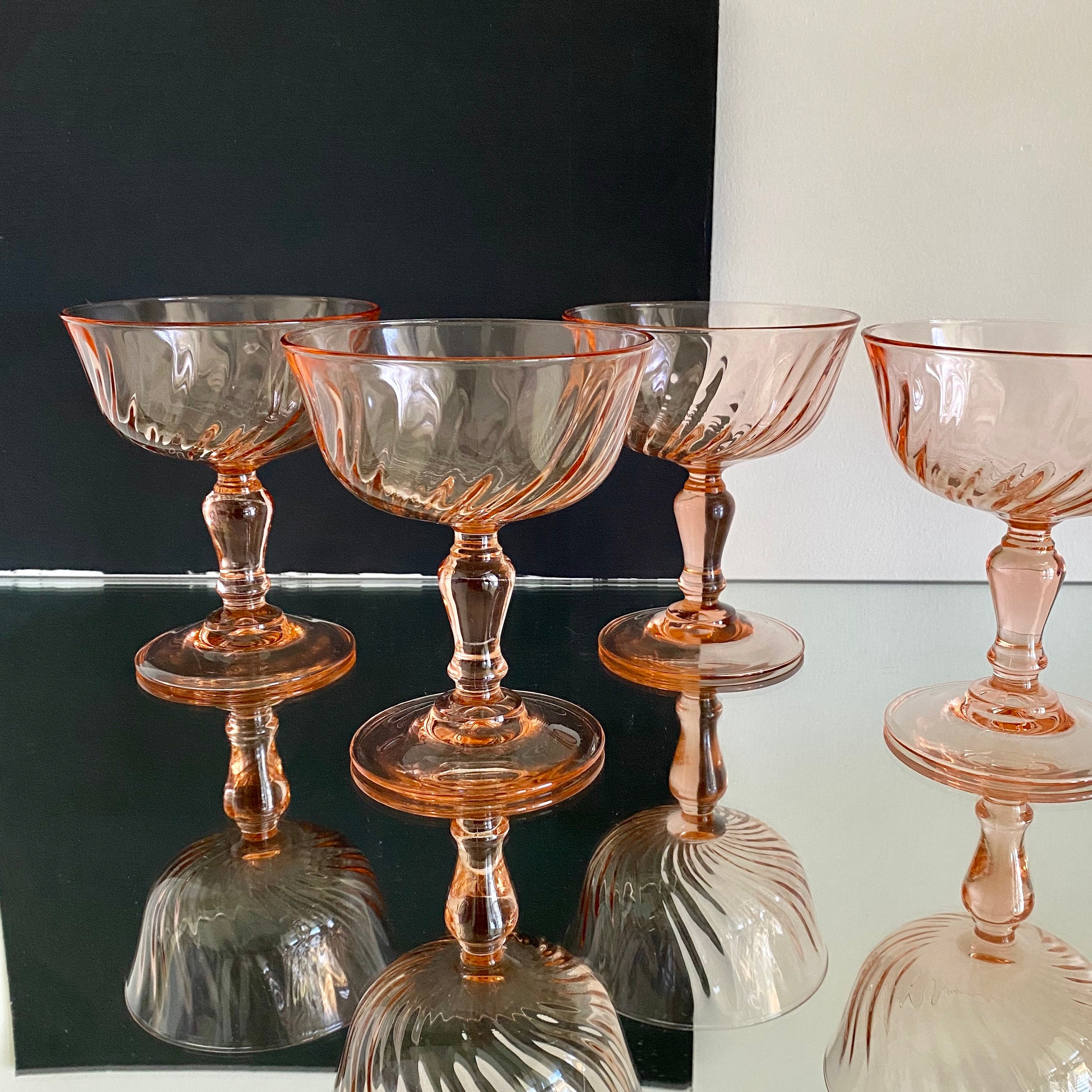 Arcoroc pink glass tea cups and saucers